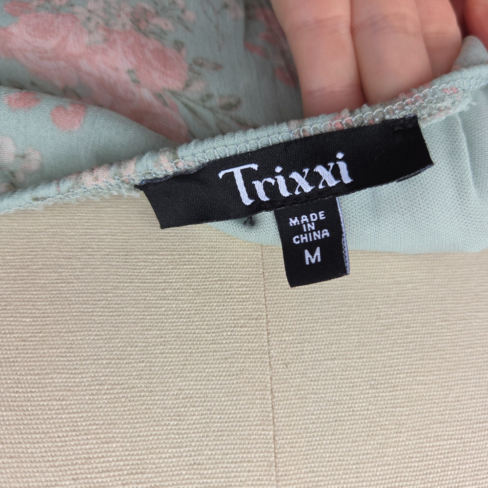 Vintage Y2K Trixxi Milkmaid Dress Size M Floral Coquette Blue Fairy Cottage - Picture 6 of 7